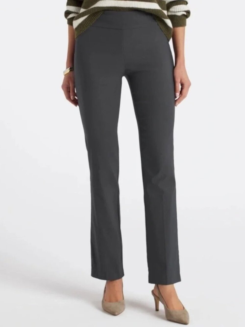 Tribal Women's Fia High Rise Pull on Bootcut Pants Dark Gray Size 12